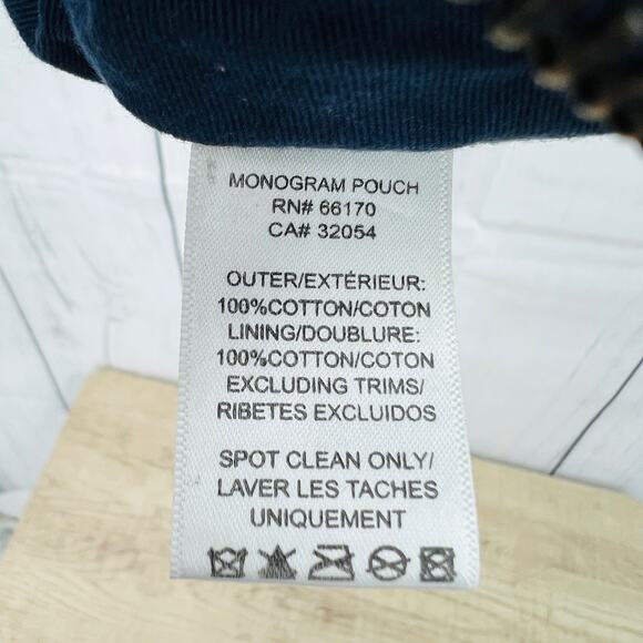 Anthropologie Beaded Embroidered Monogram Striped Pouch - Picture 6 of 7